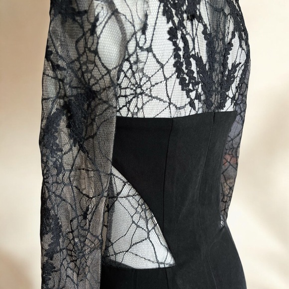 Y2K Julian Joyce Mandalay Goth Spider Web Lace Long Sleeve Dress Halloween Gown - Picture 4 of 9